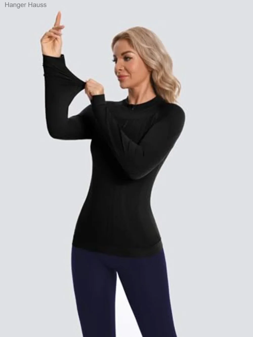 Seamless Quarter Zip Thermal Base Layer Top Long Sleeve Compression Workout_3